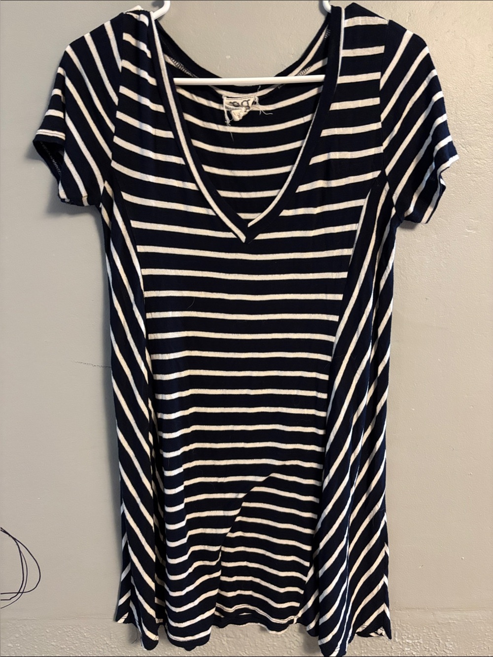 PQLA Navy & White V-Neck Striped Mini Dress
